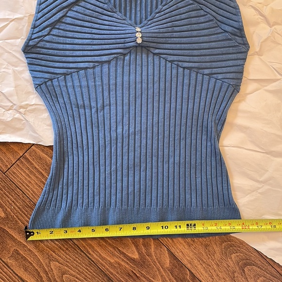 Belldini Ribbed Knit Sleeveless Teal Blue Sweater Top XL - Picture 8 of 8